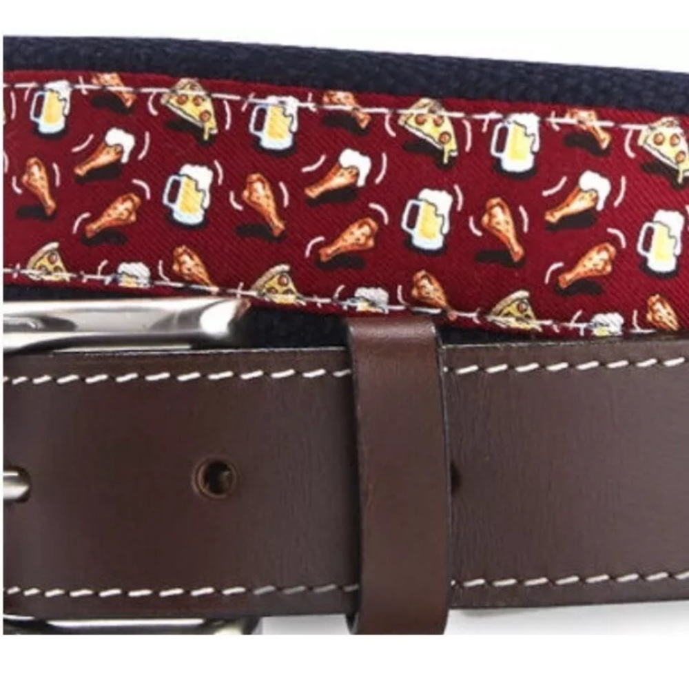 Vineyard Vines pizza wings beer Canvas Club Belt